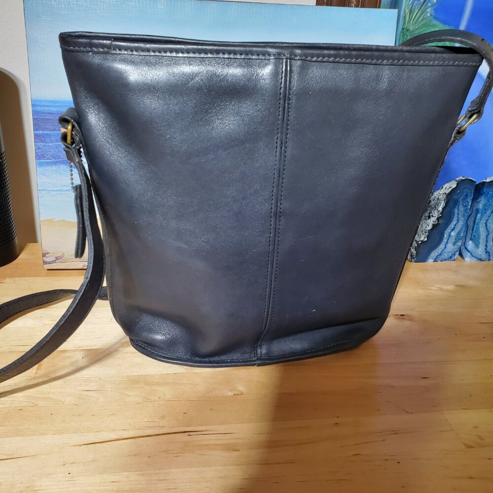 Vintage Coach Bleeker Bucket Bag 90s Dark Blue - Picture 6 of 13